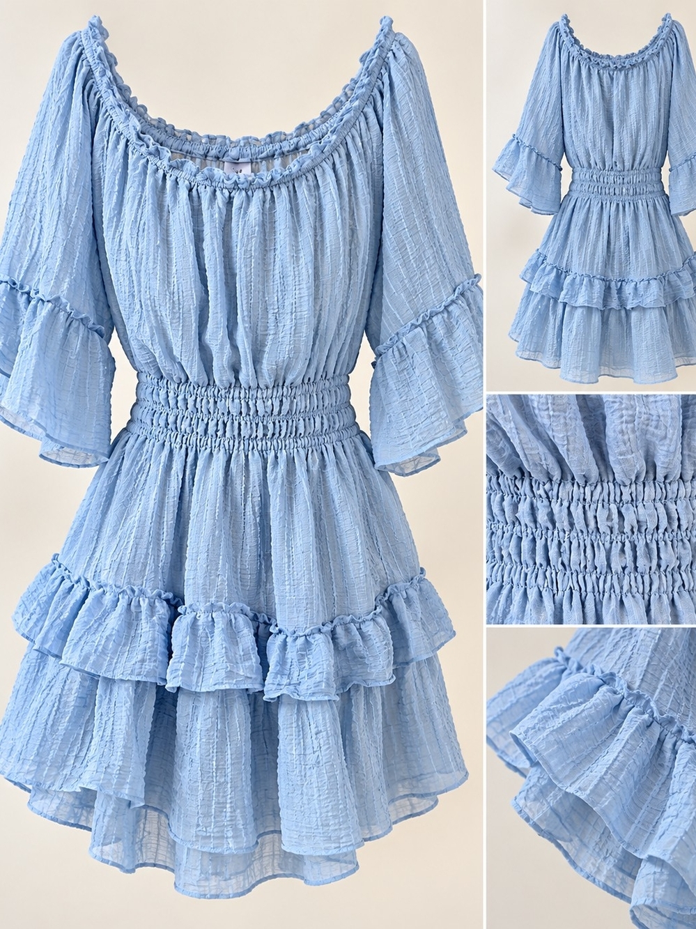LELIS Collection Women's Light Blue Ruffle Mini Dress Size M